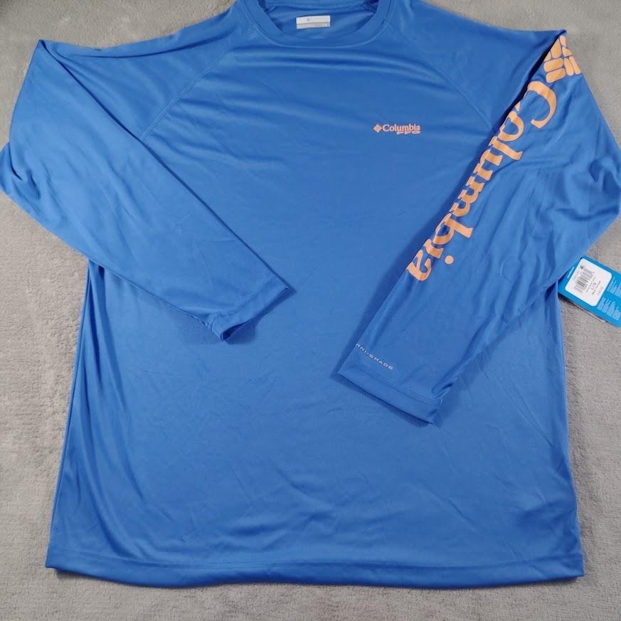 Columbia PFG Shirt Mens Large Blue Omni-Shade Long Sleeve Fishing Performance gallery