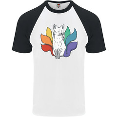 LGBT Kitsune Fox Gay Pride Mens s/S Baseball T-Shirt