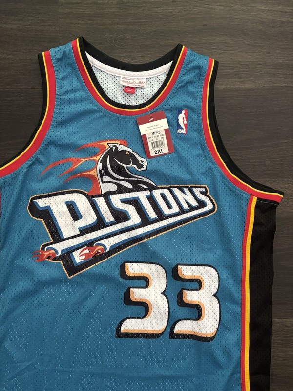NWT MITCHELL & NESS NBA AUTHENTIC ROAD JERSEY DETROIT PISTONS 98 GRANT HILL XXL gallery