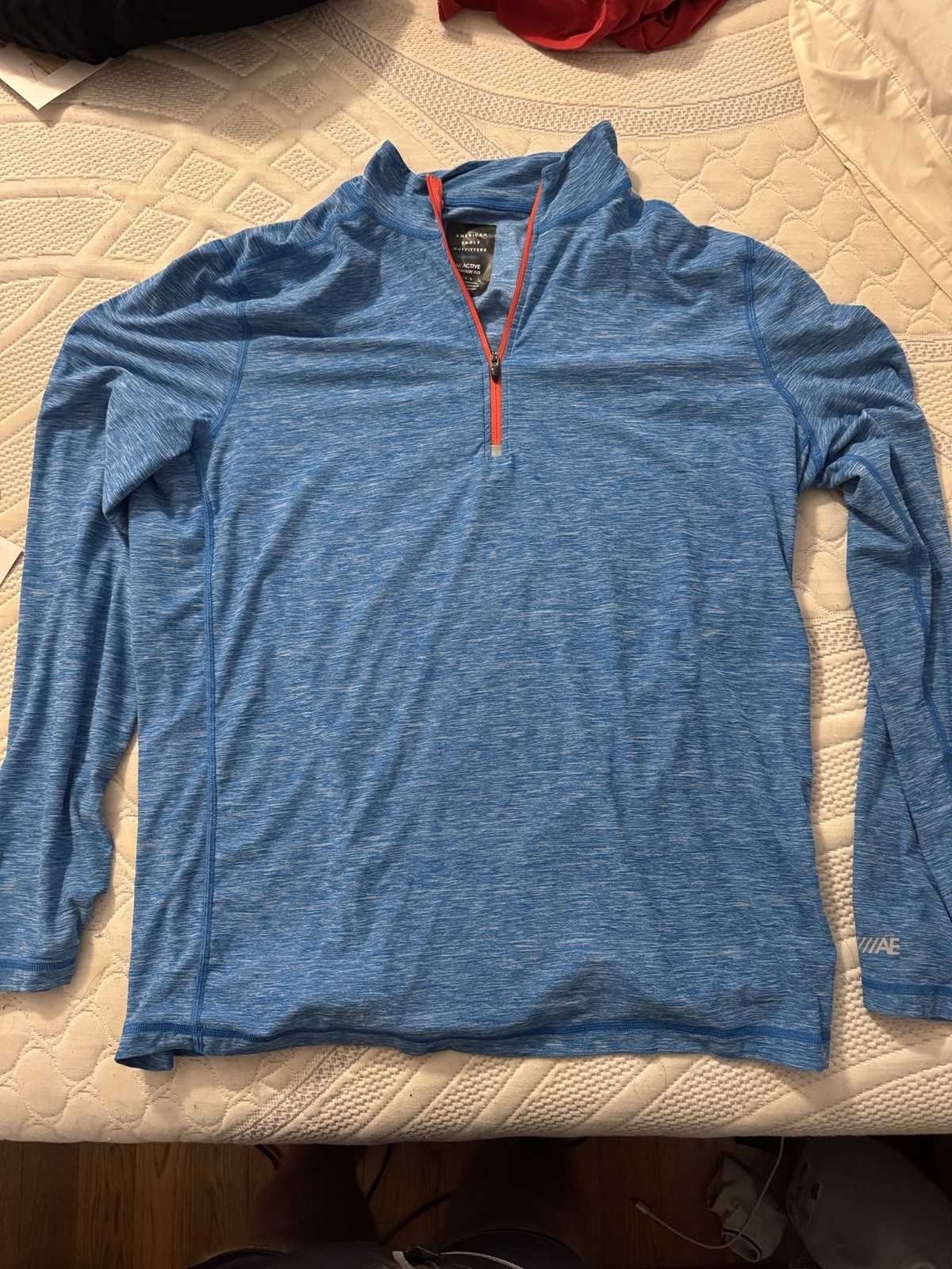 American Eagle AEActive 360° Extreme Flex Blue Long Sleeve 1/4 Zip Large gallery