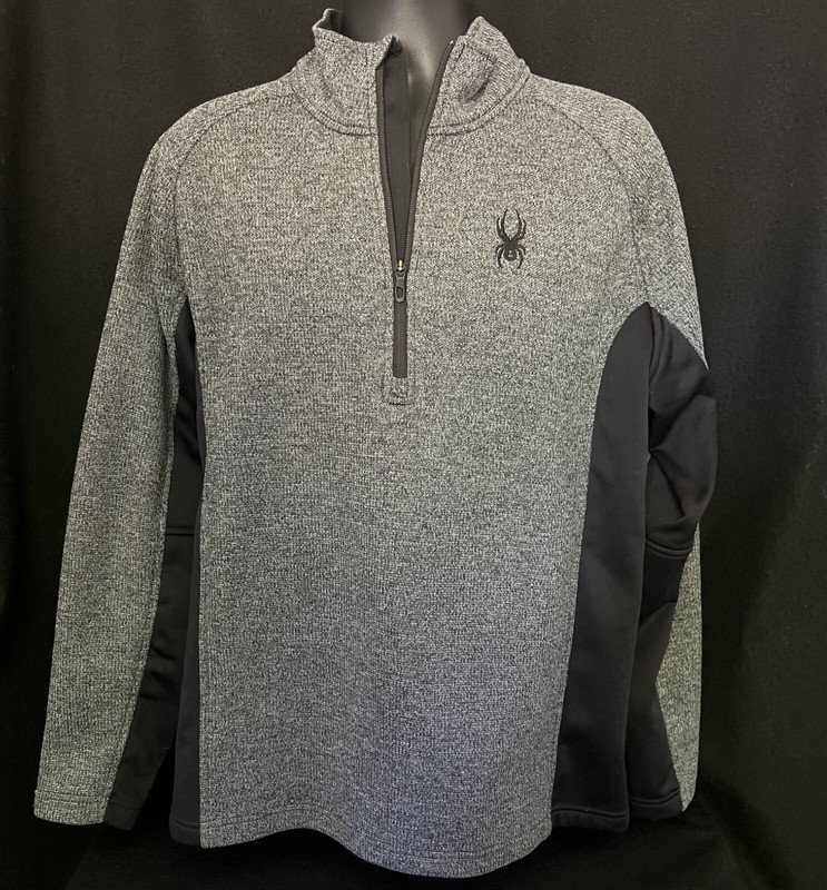 Spyder Outbound Half Zip XL Pullover Sweater Knit Black Gray Fleece Lined Fitted gallery