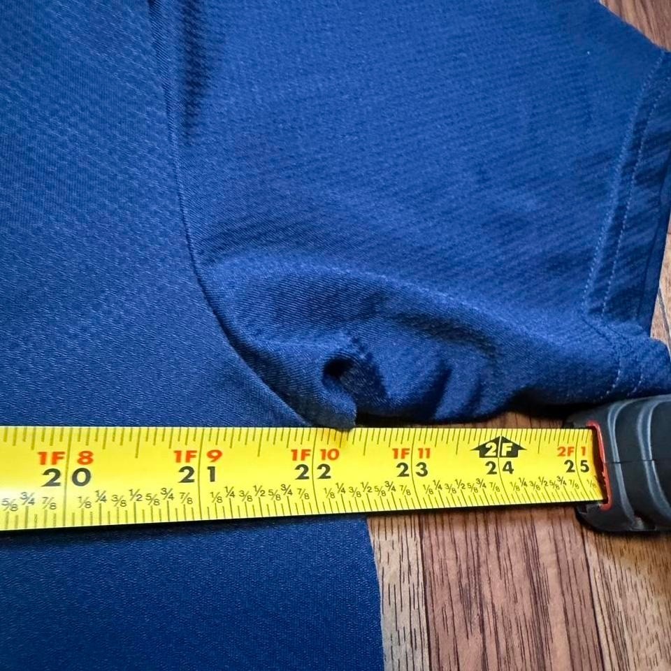 Under Armour Blue Thermal Performance Retro Sportswear Polo Button Shirt Large gallery