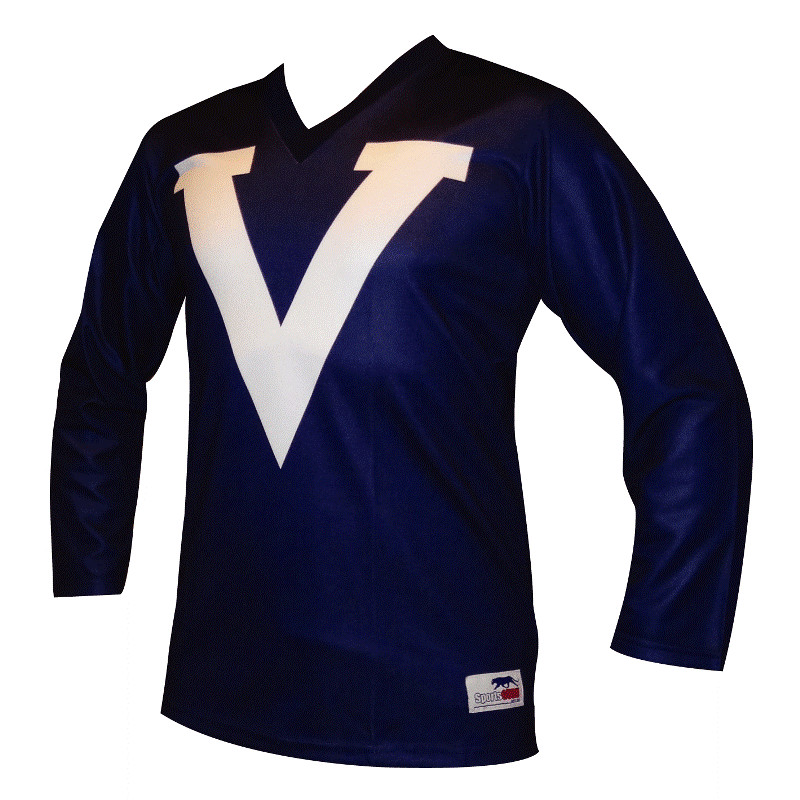 Adult Footy Jumper Big V Long Sleeve Navy Football Jumper + Free Socks gallery