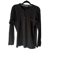 Columbia Mens Waffle Knit Long Sleeve Henley Shirt Charcoal Gray Size M