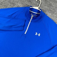 Under Armour Pullover Shirt Mens XL Extra Large Blue Long Sleeve 1/4 Zip Heat
