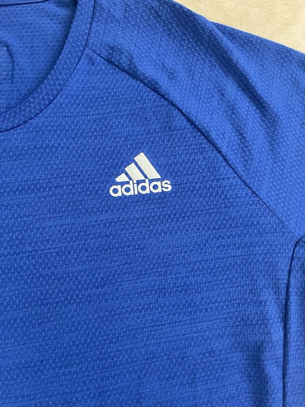 Adidas Men's Runner Blue Athletic TShirt Gray Training Running Gym EUC Size XL gallery