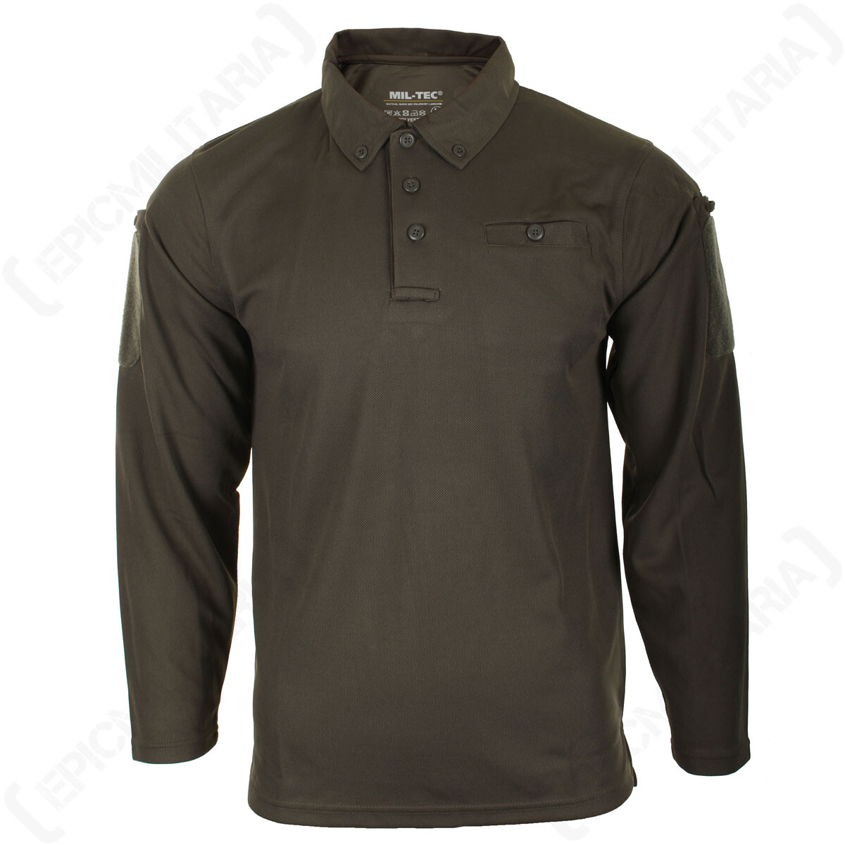 Quickdry Long-Sleeve Polo Shirt - Olive Drab New Casual Mens Outdoors Shirt gallery