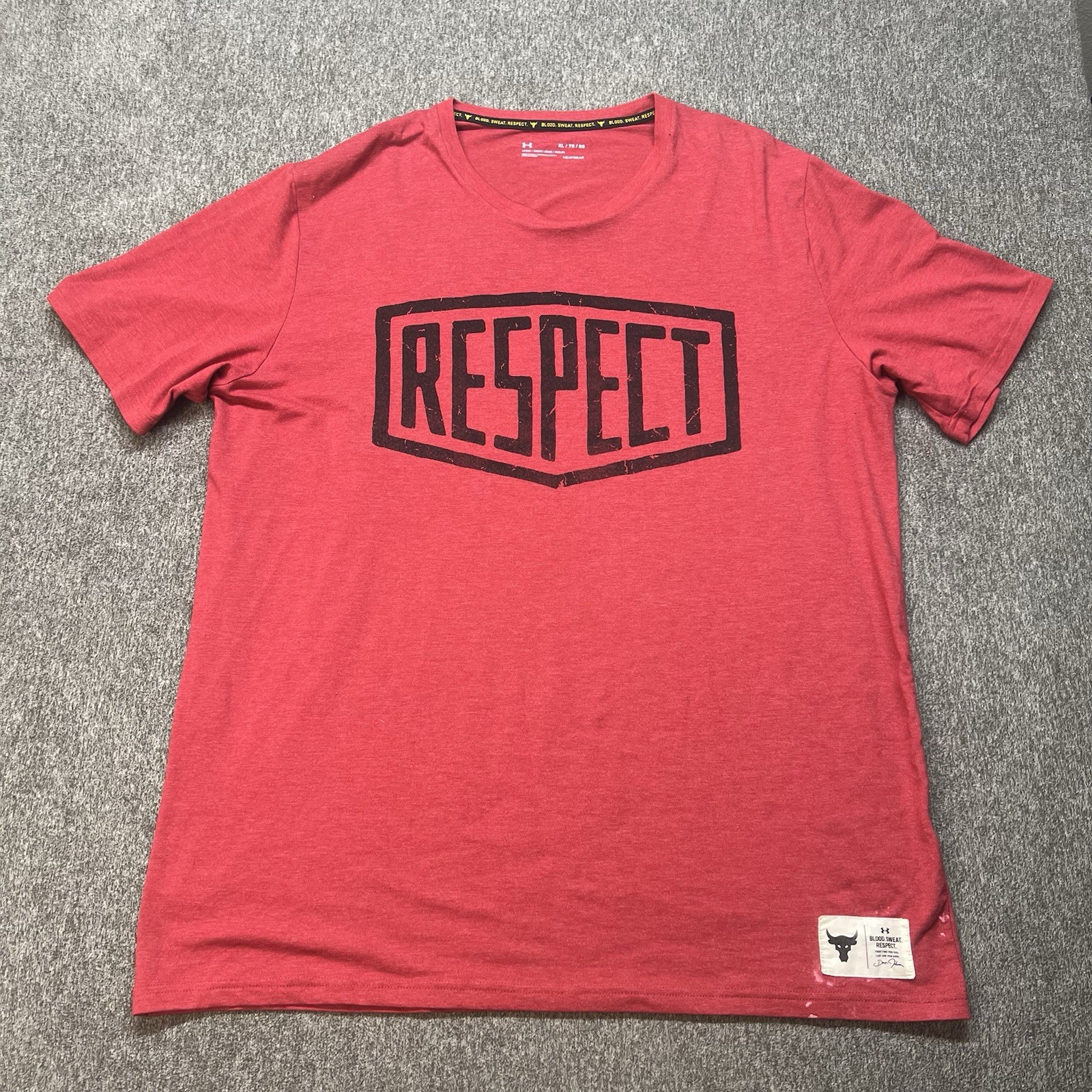 Men's Under Armour Project Rock "Respect" Graphic T-Shirt Red XL gallery