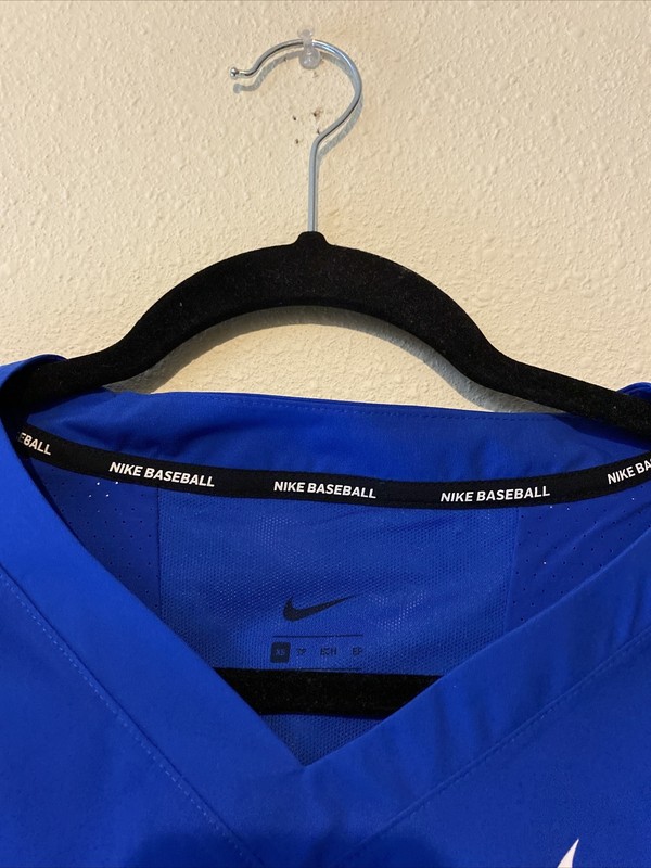New Nike MLB Baseball Jacket Short Sleeve Shirt Cage Royal Blue 897383-493, XS gallery