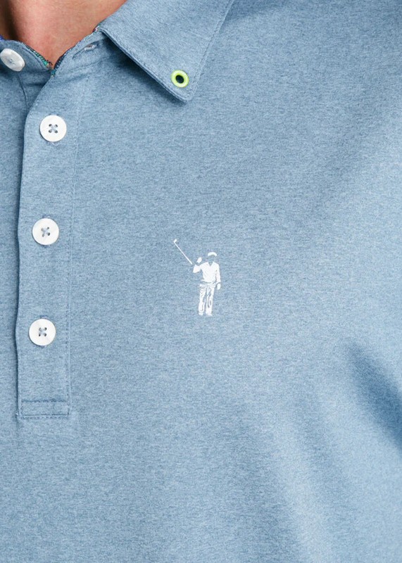 WILLIAM MURRAY GOLF Classic Polo Shirt Water Blue w/tartan trim SS size M gallery