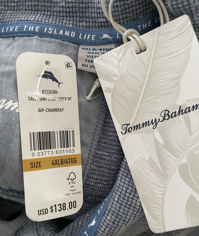 Mens Tommy Bahama Shirt 4X Pullover Snap 4XLB Slate Blue Gray $138 NWT gallery