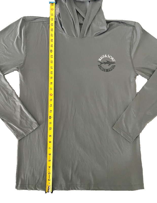 Maui & Sons Solid Gray Pattern Long Sleeve Hooded High Performance Shirt Size L gallery