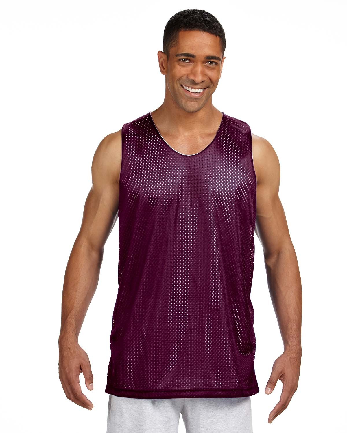 A4 Men's Polyester Mesh Moisture Wicking Sleeveless Reversible Tank Top - NF1270 gallery