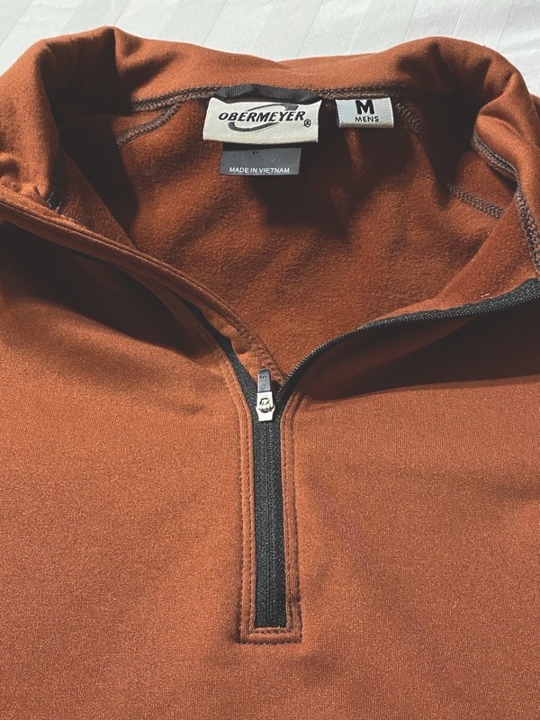 Obermeyer Quarter Zip Fleece Pullover Size M Orange Black Ski Outdoor Mid Layer gallery