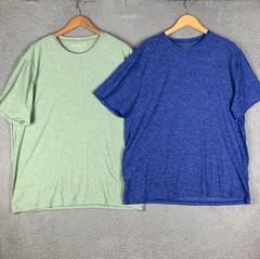 Lot Of 2 Outdoor Voices CloudKnit T-Shirt Mens XXL Green/Blue Stretch Gym Bundle