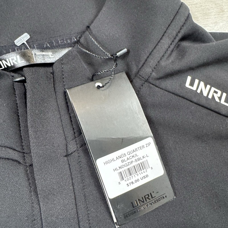 UNRL Golf Highlands Quarter Zip Pullover Logo Preppy Black Mens Size Large NWT gallery