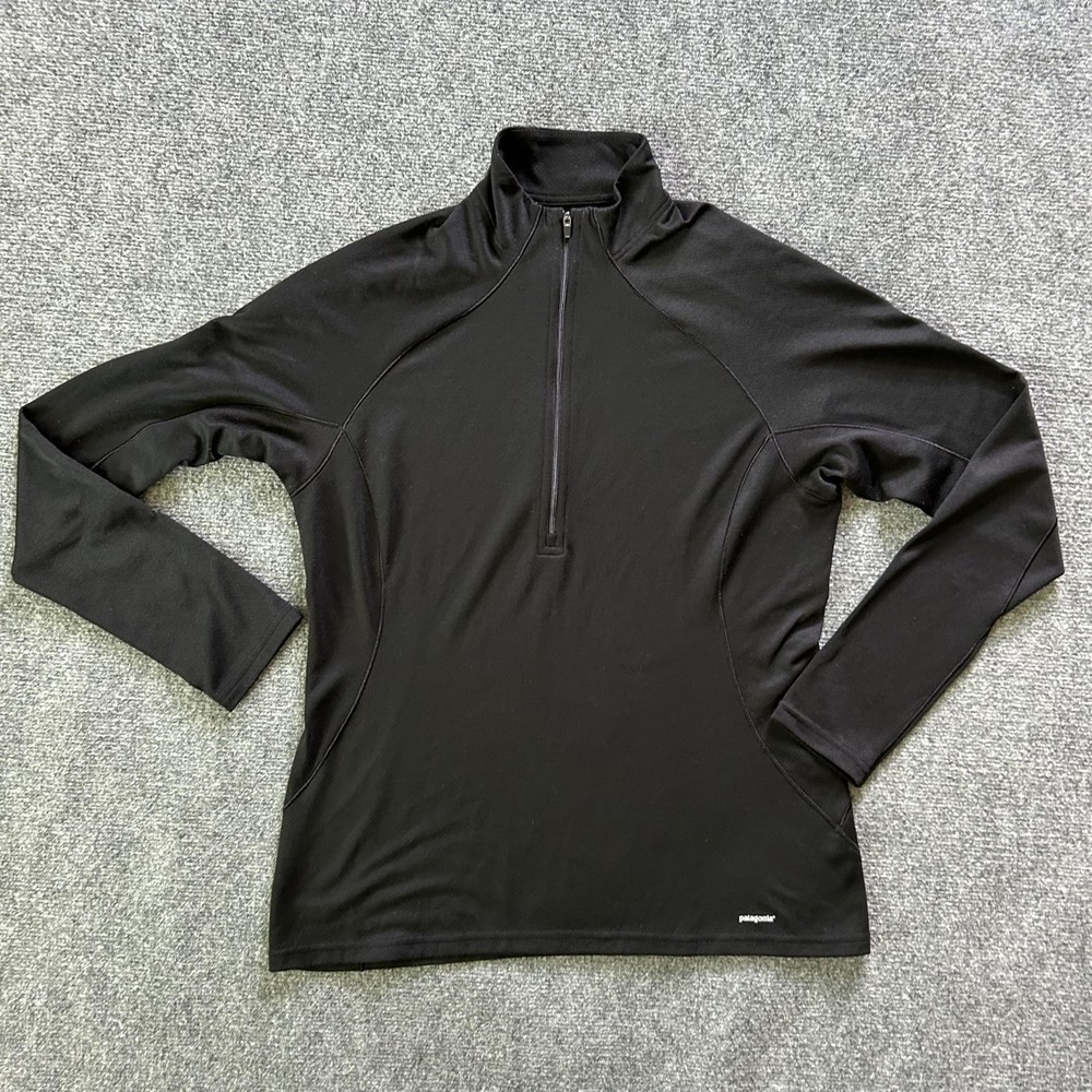 Patagonia Capilene 3 Shirt Mens Large Black 1/4 Zip Long Sleeve Base Layer