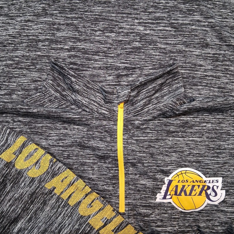 Los angeles lakers quarter zip pullover mens medium sleeve logo gray gallery