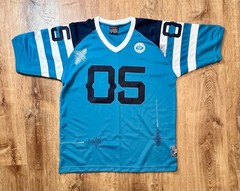 Y2K FUBU Jersey Mens XL Light Blue Baggy Patch Vintage Collection 05 Football