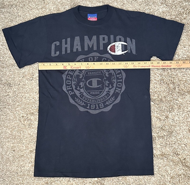 Champion Authentic Athletic Apparel Men’s S Navy Blue Graphic Logo S/S T-Shirt gallery