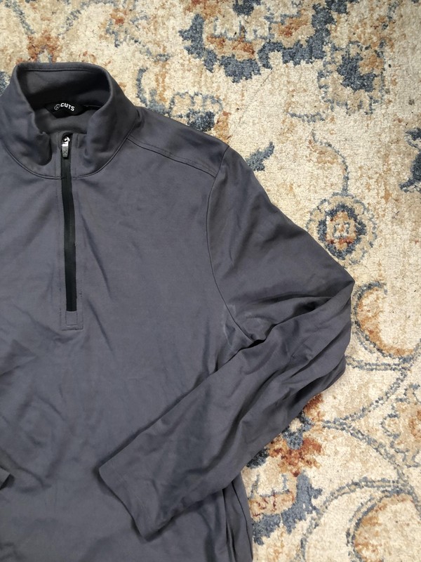 Cuts Pullover Mens Large Gray 1/4 Zip Long Sleeve Mock Neck Casual Athletic Top gallery
