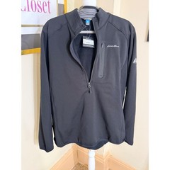 Eddie Bauer First Ascent Mens Outpace Flex Fleece Half Zip Pullover Black XL NEW