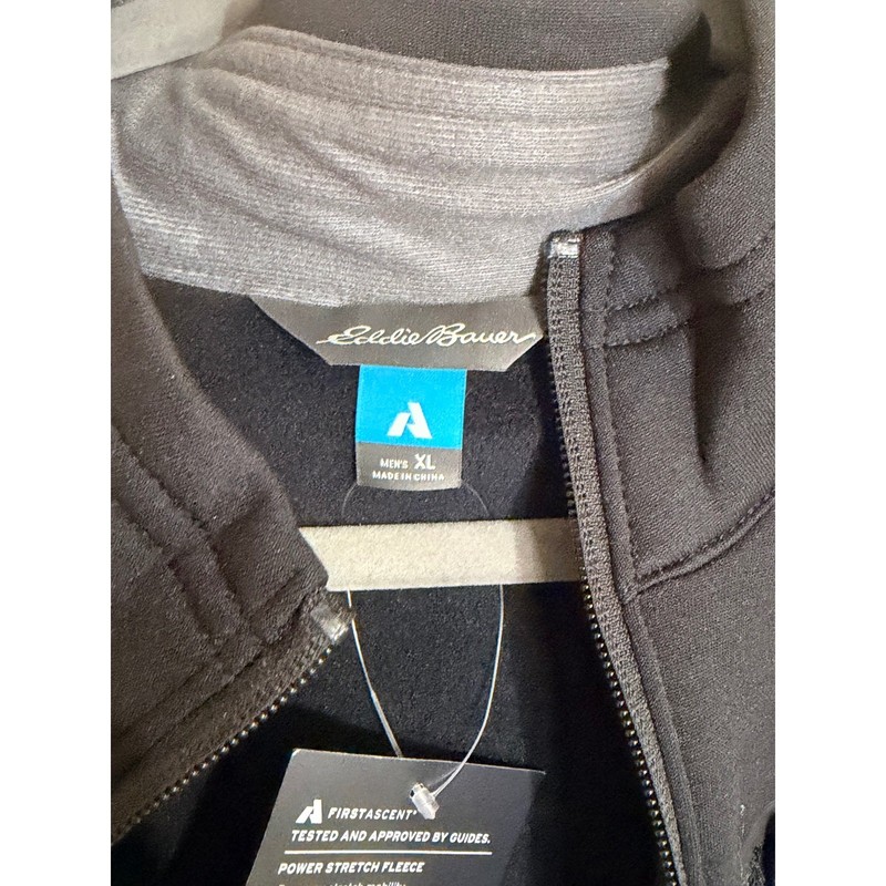 Eddie Bauer First Ascent Mens Outpace Flex Fleece Half Zip Pullover Black XL NEW gallery