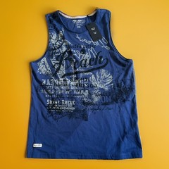 Projek Raw Cotton Navy Blue Graphic Print Beach Tank Top Men’s Small NWT 126487
