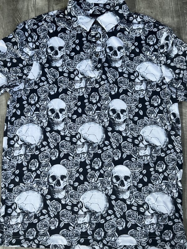 CHASE 54 MENS COOL TECH POLO PERFORMANCE SKULL STYLE BLACK&WHITE SIZE MEDIUM NWT gallery