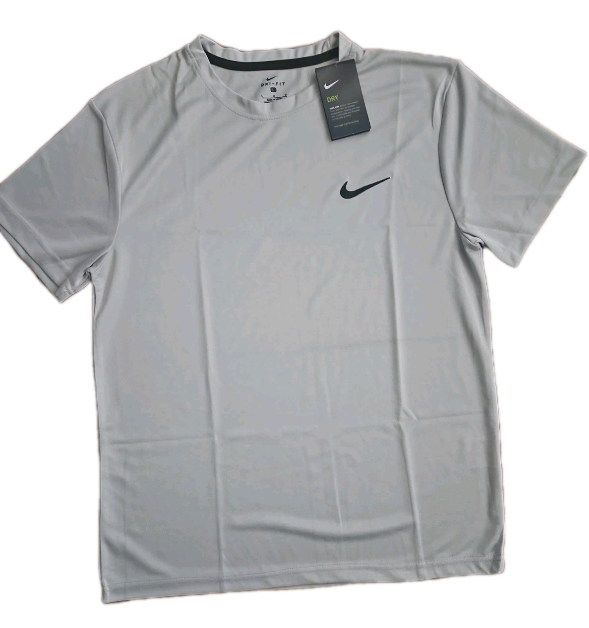 Nike Men's T-Shirt Dri-Fit Crew Neck Sports Gym Football Shirt Tee Lt. Gray 2XL gallery