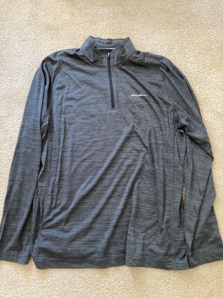 Men's Eddie Bauer FreeDry 1/4 Zip Pullover Dark Gray/Black Heather L EUC