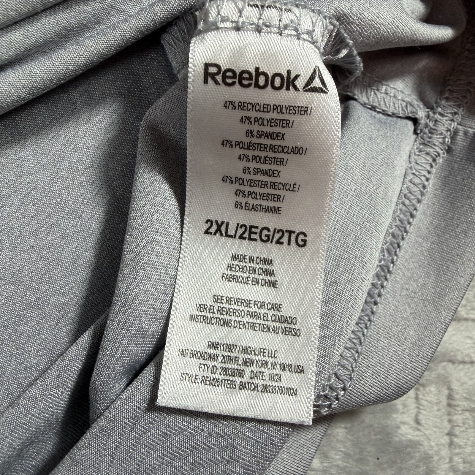 Reebok Performance Activewear Athletic Men’s T-shirt 2XL Gray Short Sleeve Tee gallery