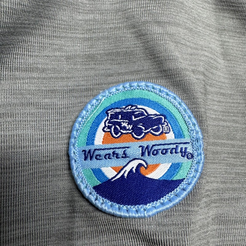 Wears Woody Pullover Mens XL Gray Blue Quarter Zip Made USA Bamboo Blend Patch gallery