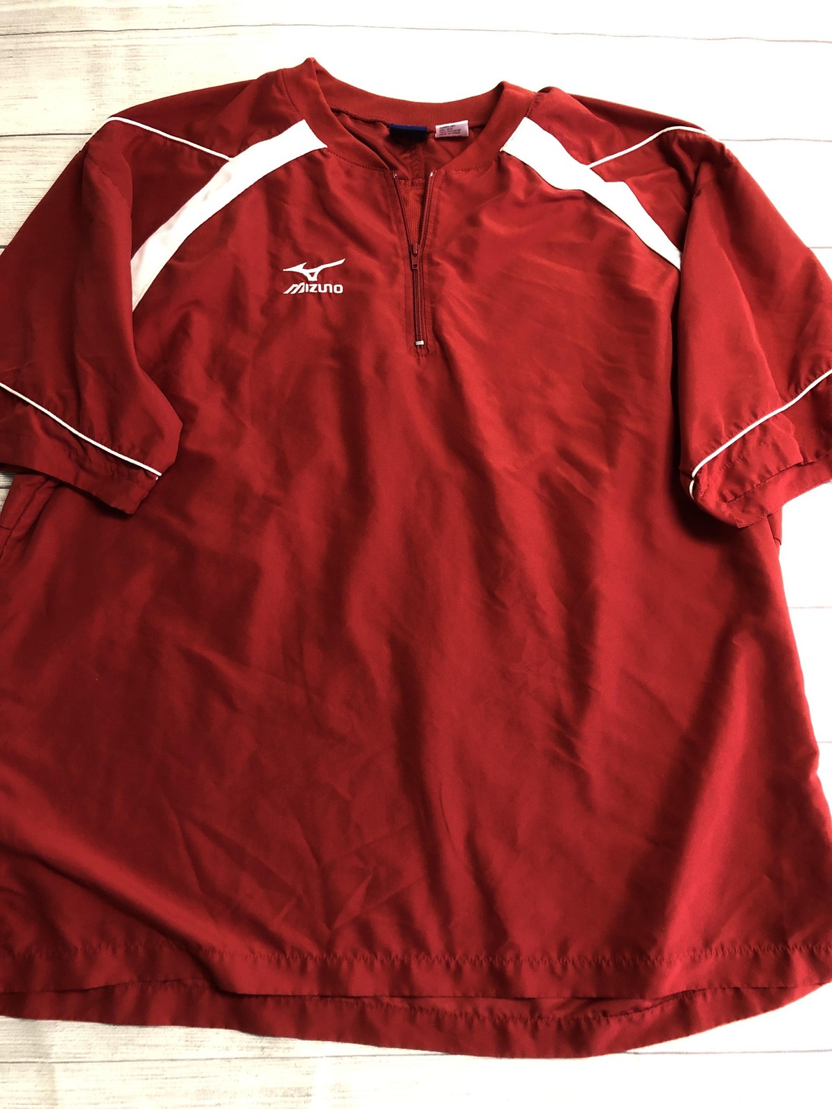 Mizuno Pullover Mens 3XL Red Short Sleeve 1/4 Zip Baseball Top Performance gallery