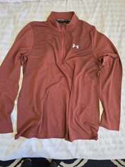 Under Armour Men’s Dark Red Long Sleeve 1/4 Zip Loose Pullover Shirt Size XL
