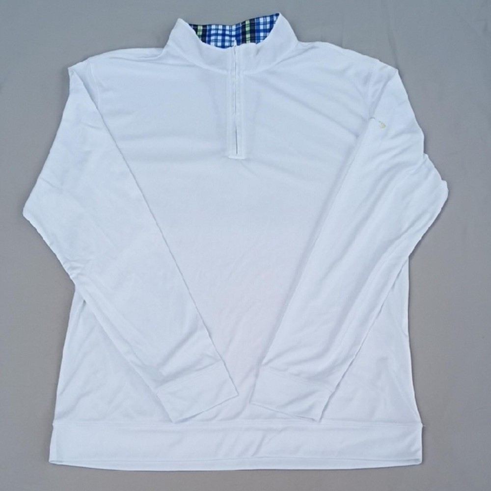 EUC Backspin Golf Threads Men's White Quarter-Zip Long Sleeve Shirt Size Large