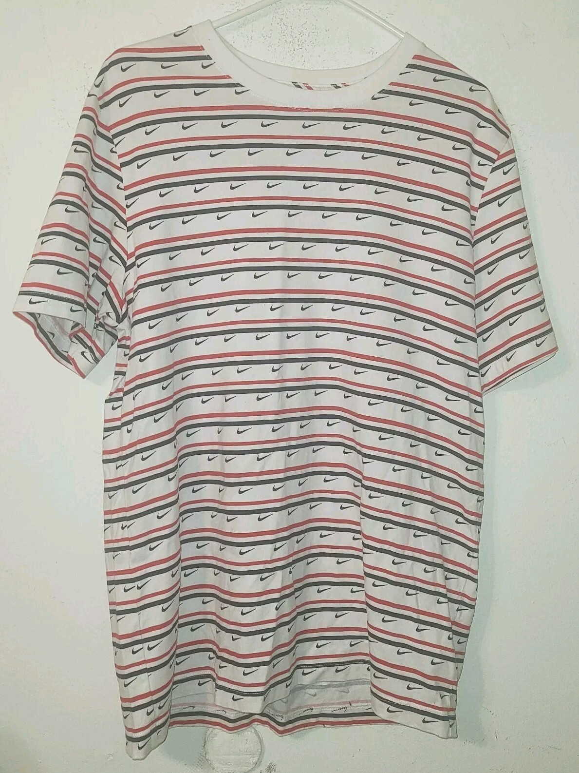 The Nike Tee Men's All Over Logo Large Red White Blue Short Sleeve Swoosh gallery