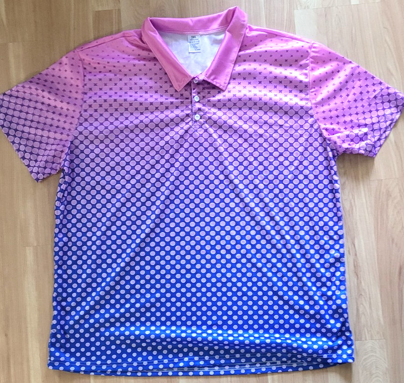 NWOT Ombre Performance Polo Golf Shirt 3XL XXXL Gradient Blue, Purple, Pink NEW gallery