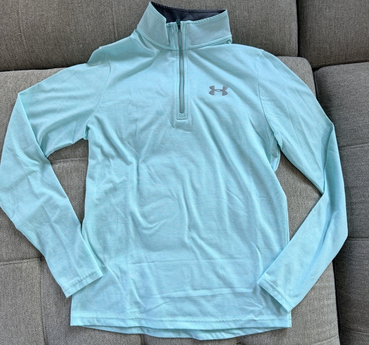 Under Armour threadborne 1/4 zip Fitted Heat Gear Small Blue Teal gallery