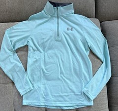 Under Armour threadborne 1/4 zip Fitted Heat Gear Small Blue Teal