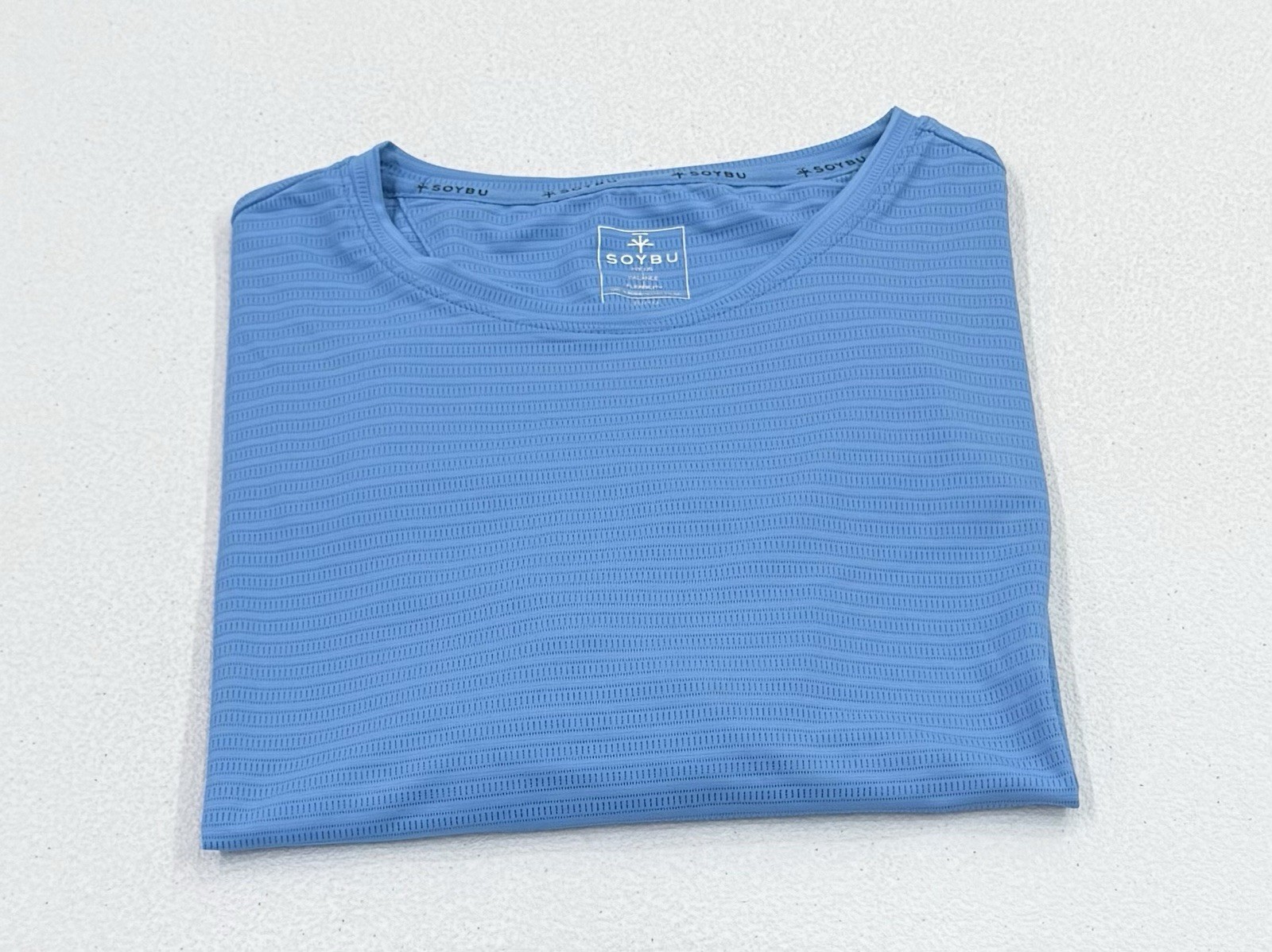 Soybu Men's One-Piece 4-Way Stretch Moisture Wicking Active Tee, Blue, Size S gallery