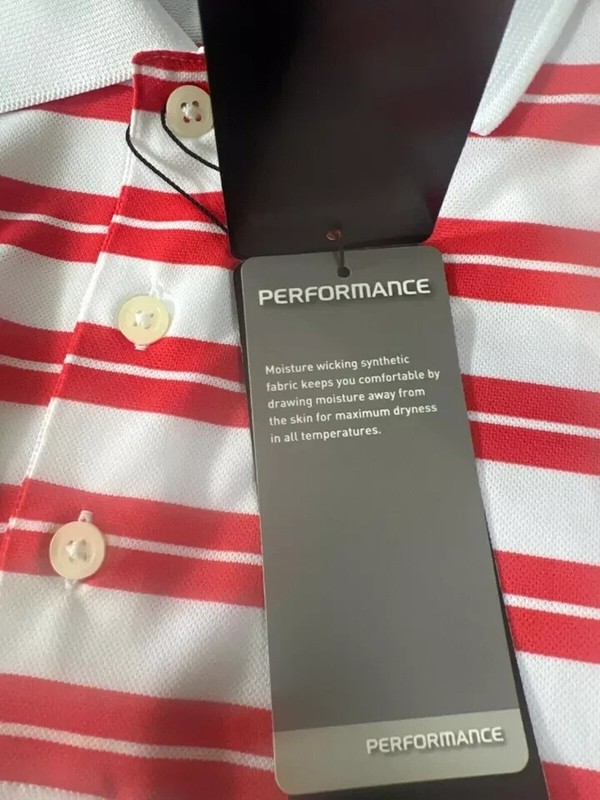 Adidas Golf Polo Collar Men Shirt Red White Stripe(SP3008F2)SIZE MEDIUM NWT $50 gallery