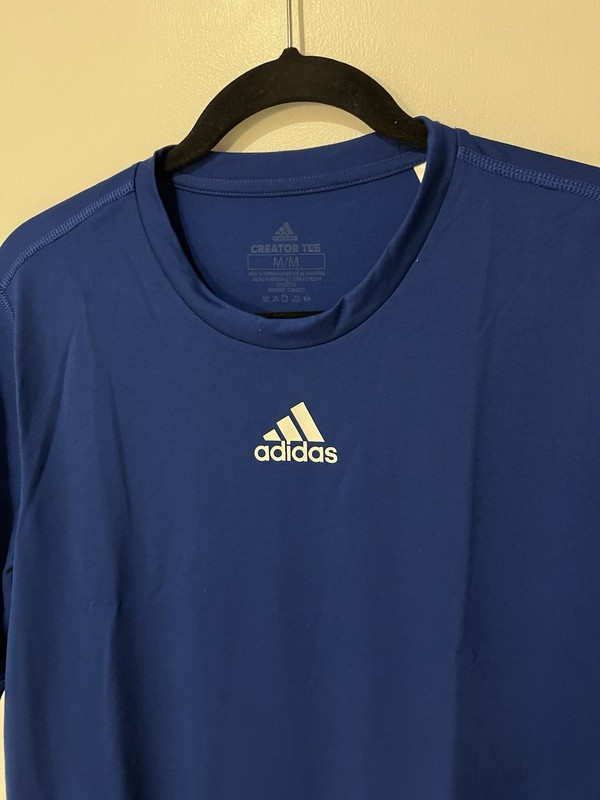 NWT Adidas Men's Medium Creator Short Sleeve T Shirt Crew Royal Blue White Tee gallery