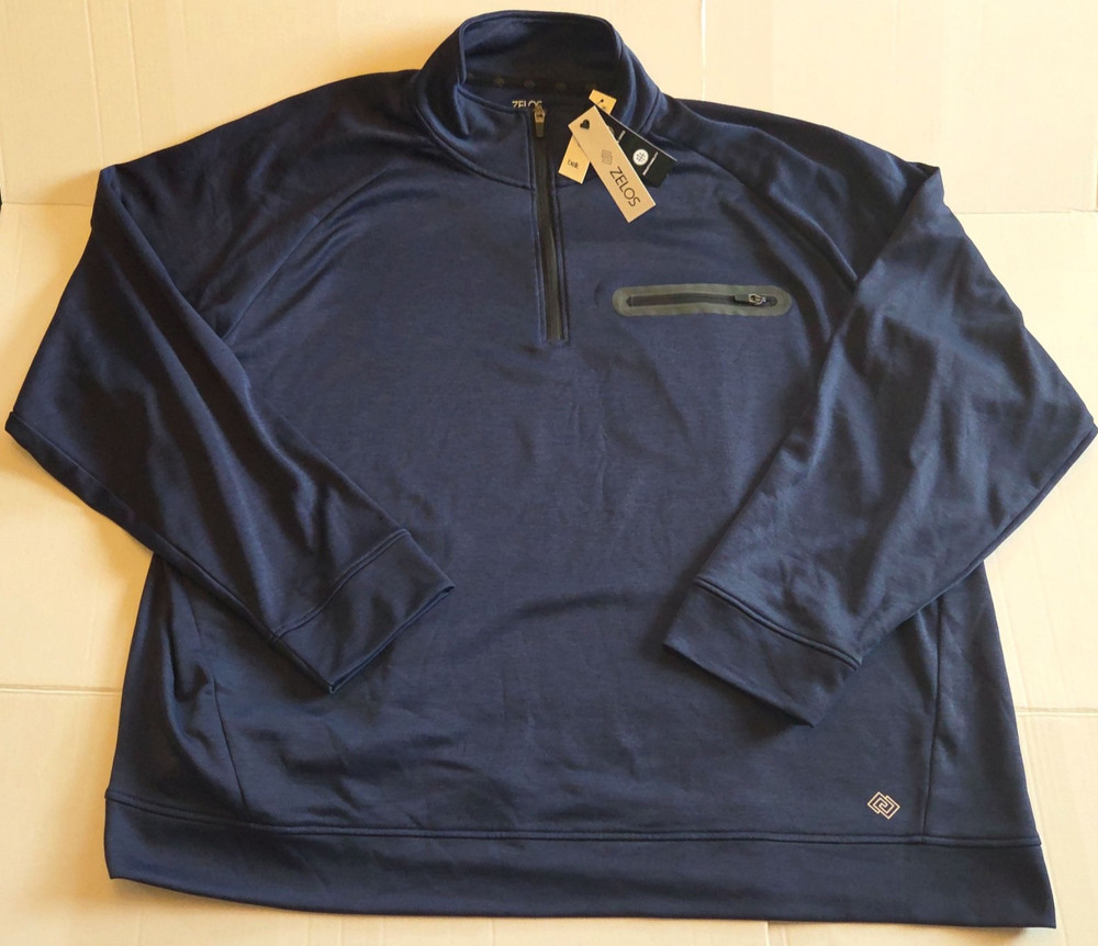 Zelos Mens Performance Quarter Zip Pullover Long Sleeve Navy Blue 3XL Big Tall