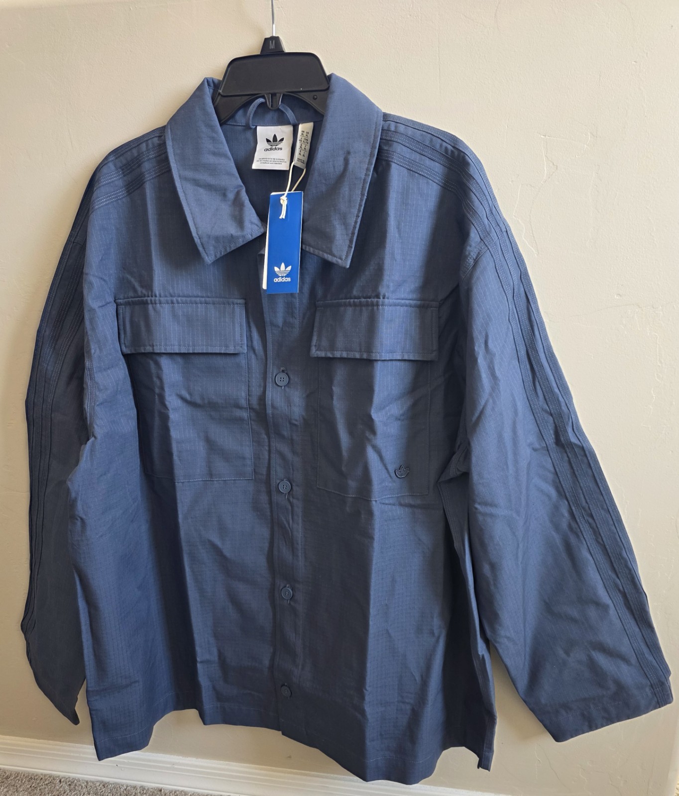Adidas P ESS+ LS Oversized Shirt. Originals Size XL, L, M. Blue Long Sleeve gallery