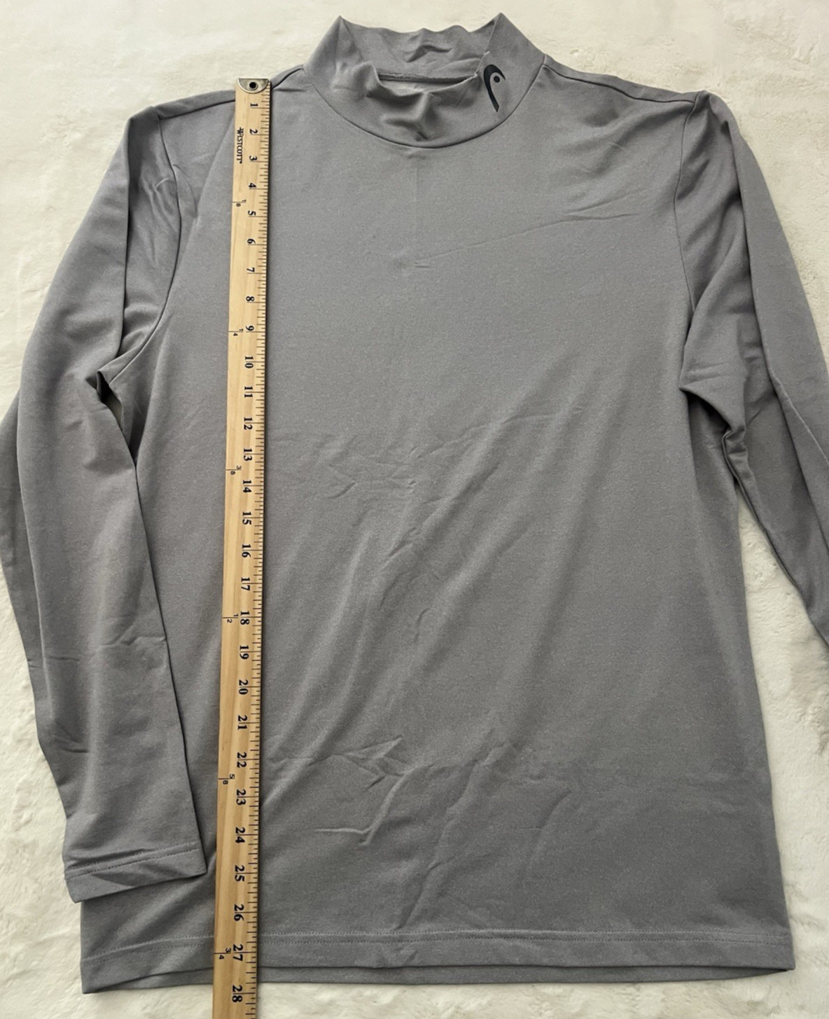 HEAD Mens Large Performance Mock Neck Long Sleeve Gray Athletic Shirt gallery