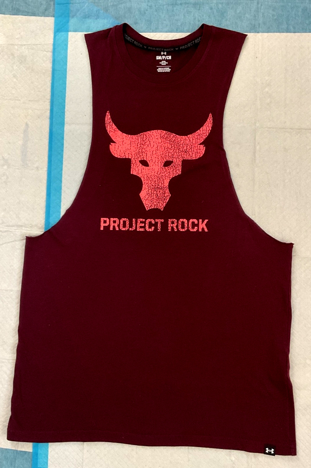 MENS UNDER ARMOUR PROJECT ROCK BRAHMA BULL TANK TOP MAROON CORAL SMALL gallery