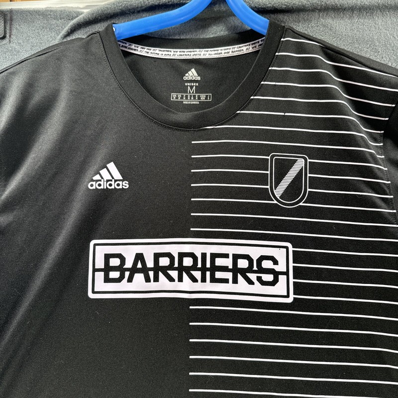 Adidas No Barriers Jersey Shirt Size Medium Black Striped gallery