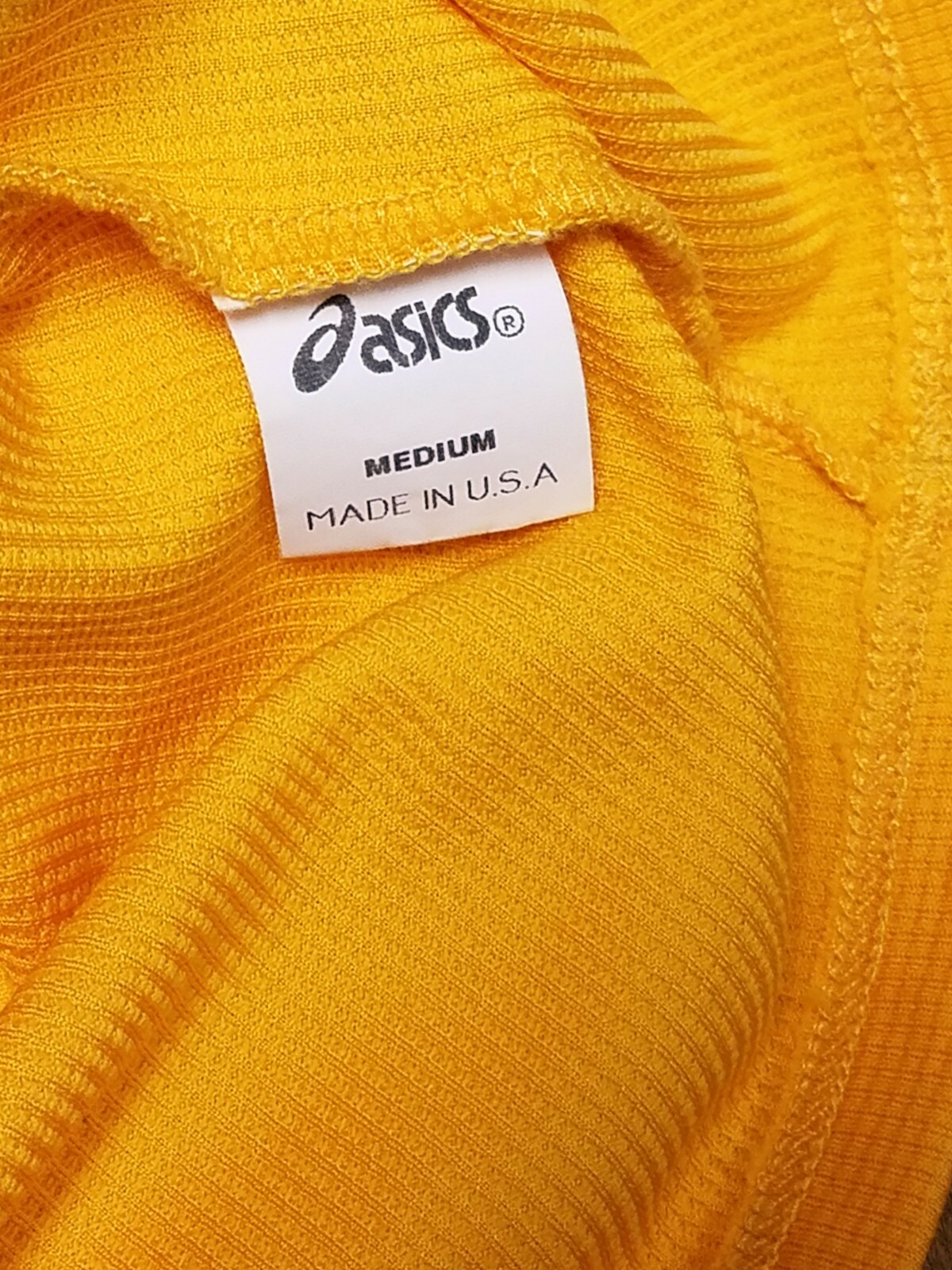 ASICS Men's Activewear Long Sleeve Waffle Shirt Golden Yellow Orange Size M gallery