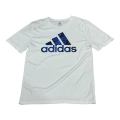 Adidas Shirt Mens XL White Blue Badge of Sport Camo Graphic Logo Athletic Tee